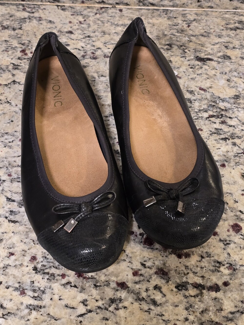 Vionic Minna Ballet Flats Women’s Size 8 Black Bow Comfort Shoes - Picture 2 of 9